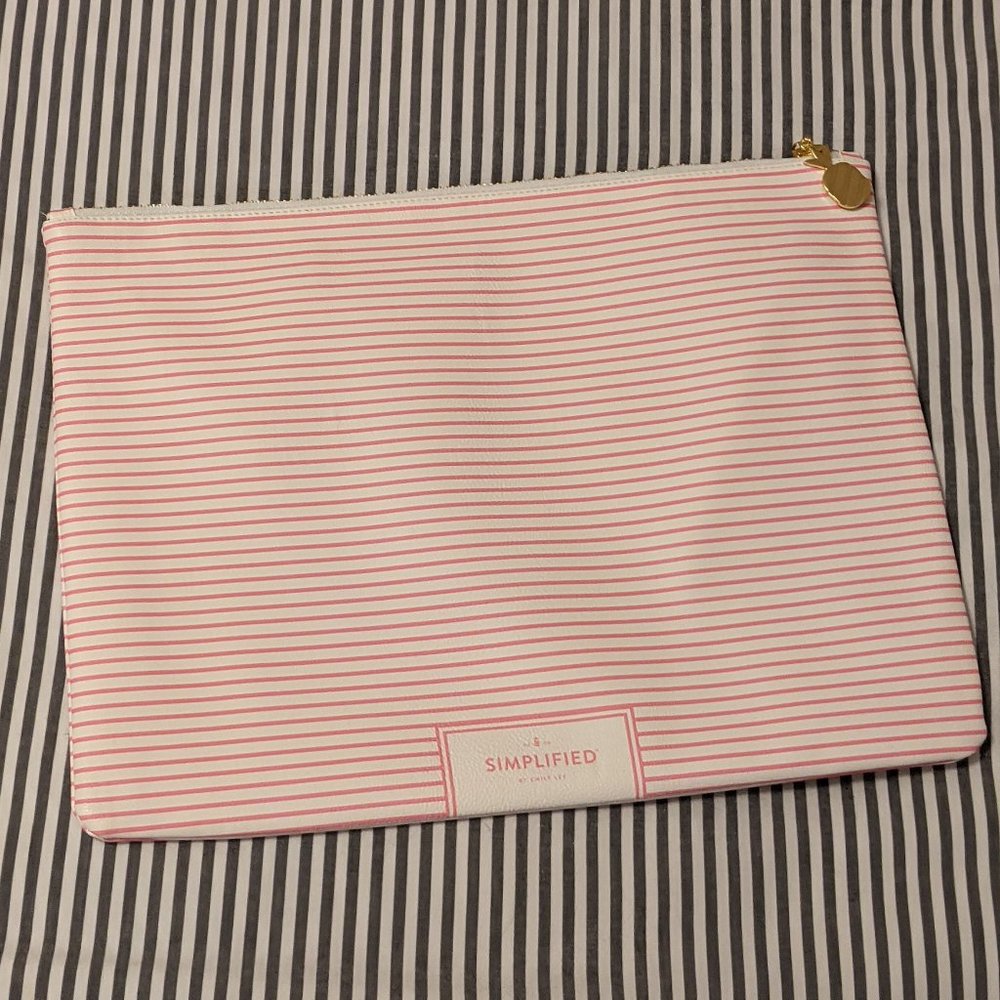 Simplified Pink Pinstripe Planner Pouch NWOT